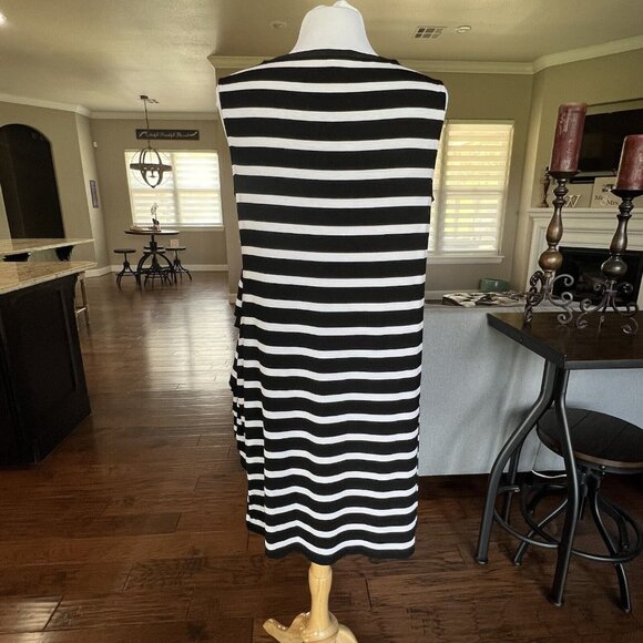 Alfani Sleeveless Knit Dress Plus Size 1X Black White Layered Bandage Stretch - Picture 6 of 15